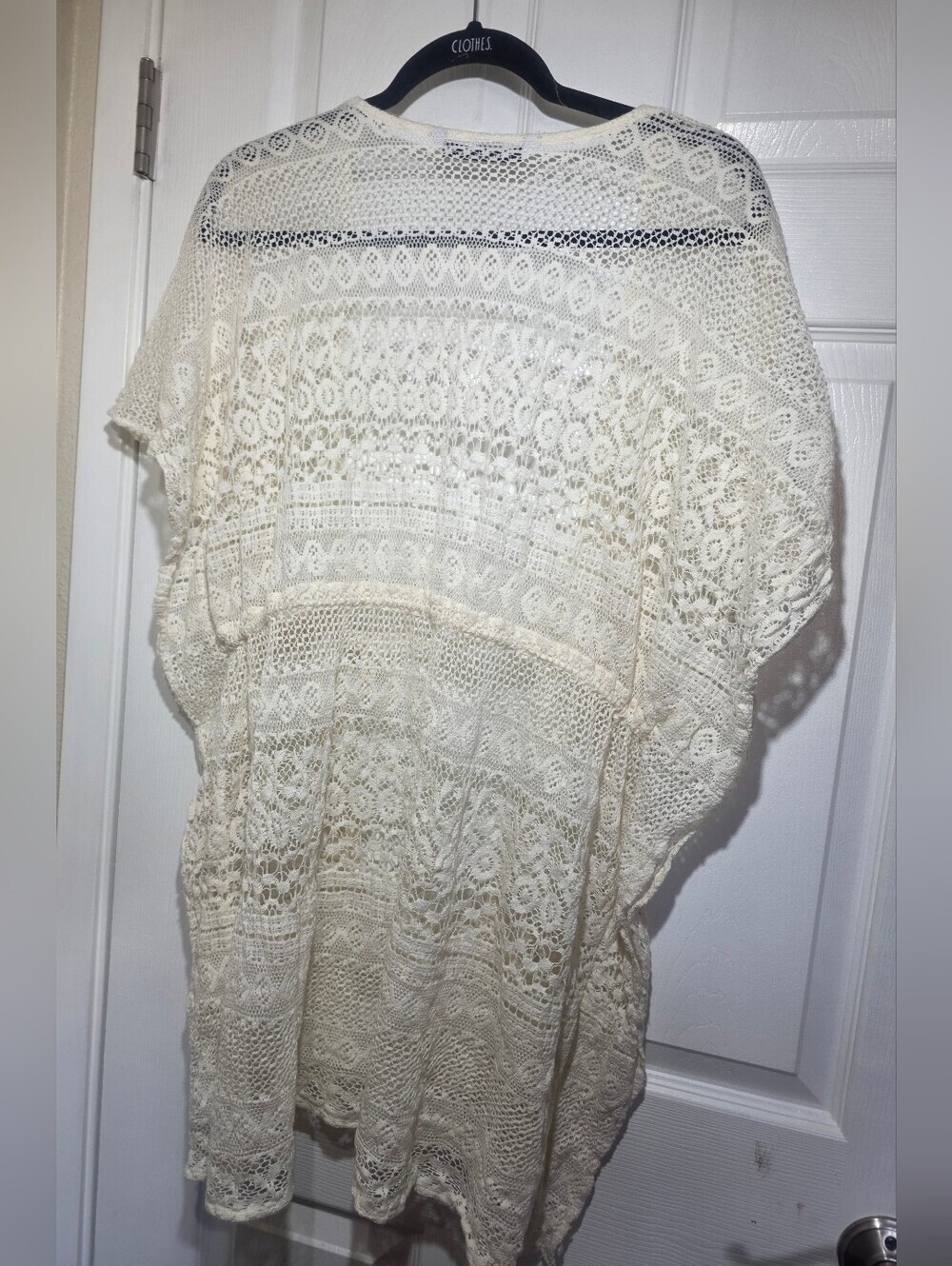 Michael Stars Ivory Crochet Lace Swim Cover Up Kimono Boho Beachwear M/L - Picture 4 of 5